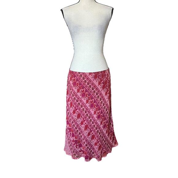INC International Concepts Pink Silk Paisley Floral Heart Pattern Midi Skirt 14 - Picture 3 of 8